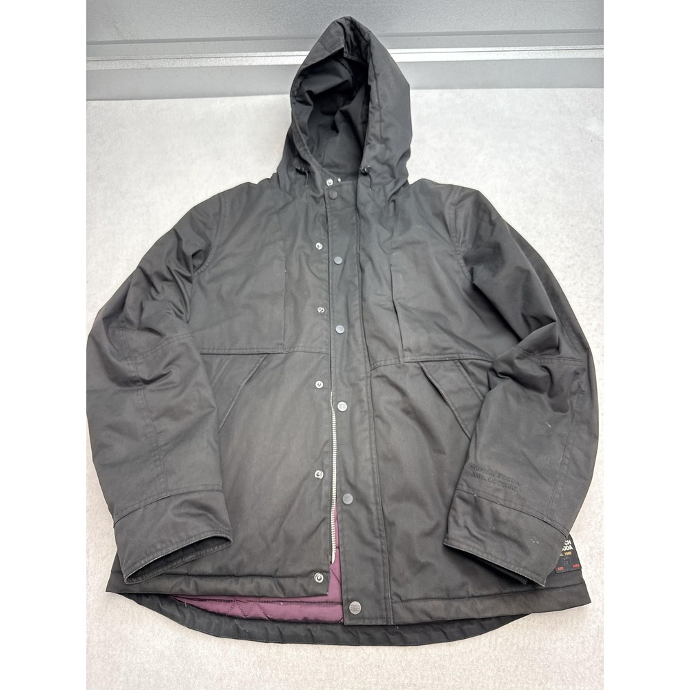 Scotch & Soda Jacket Mens Large Black Hooded Technical Parka Quilted Winter